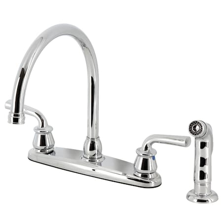 Kingston Brass 8" Centerset Kitchen Faucet with Side Sprayer, Polished Chrome KB721RXLSP